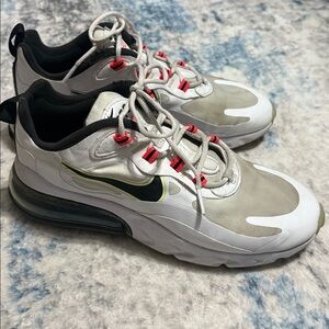 Nike Air Max 270 React White and Gray Sneakers with Red Accents